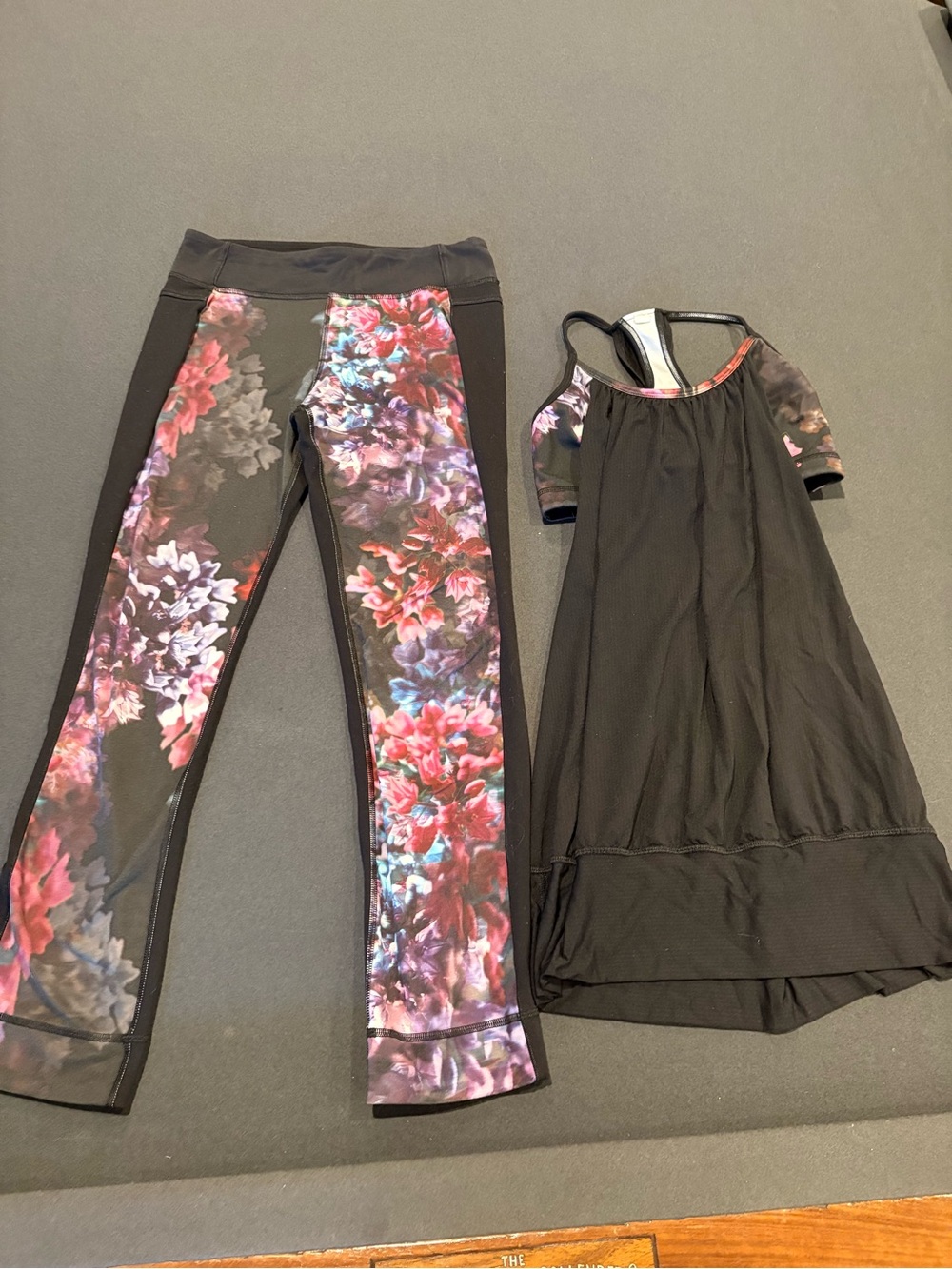 LuluLemon Floral Panel Leggings with Tank Set